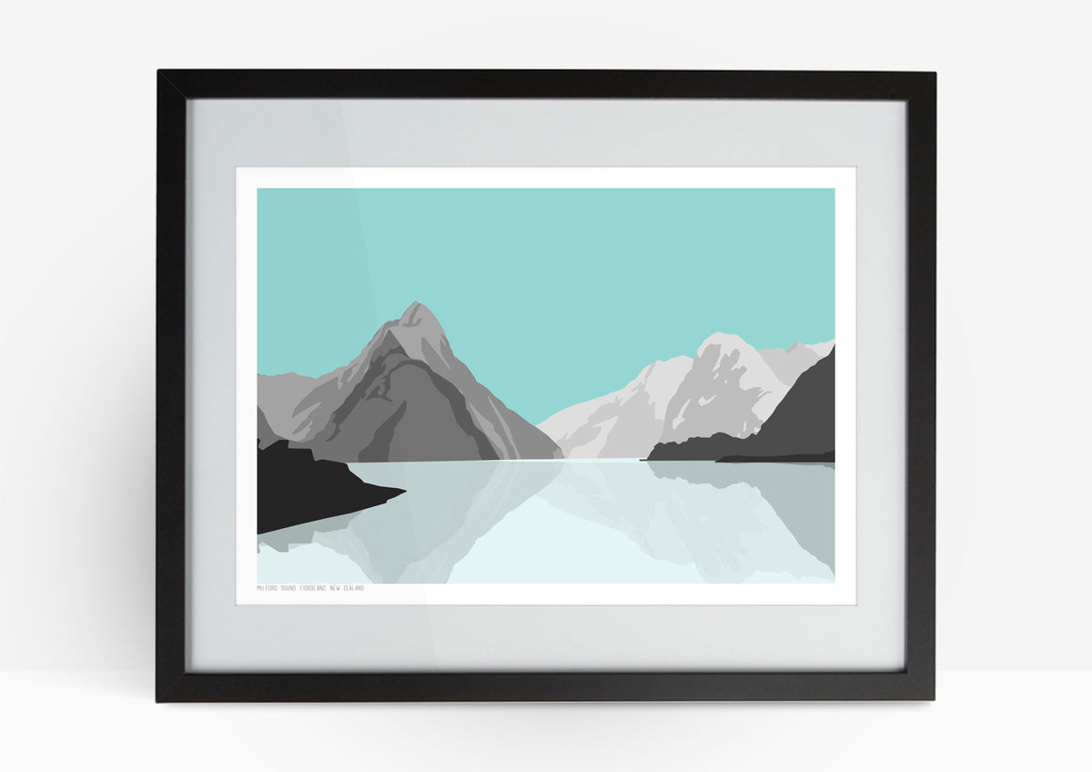 Milford Sound Art Print - Blue