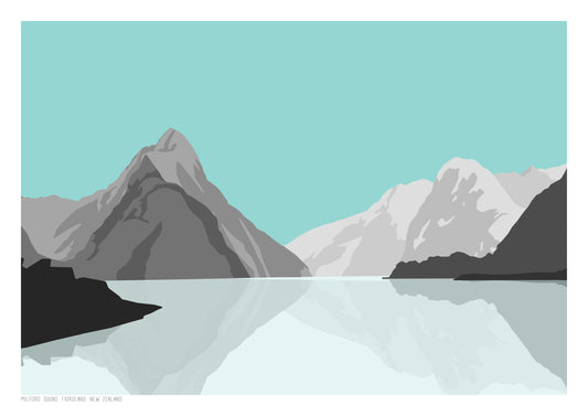 Milford Sound Art Print - Blue