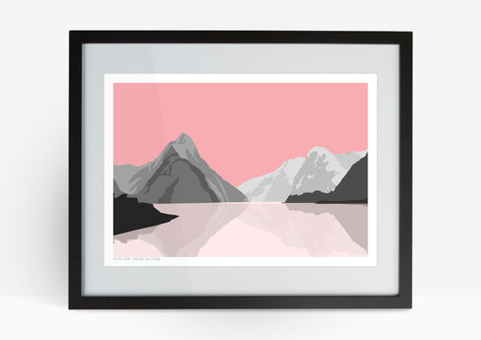 Milford Sound Art Print - Pink