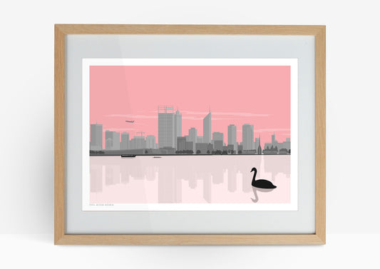 Perth City Art Print - Pink