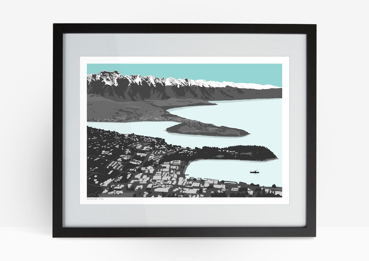 Queenstown View Art Print - Blue
