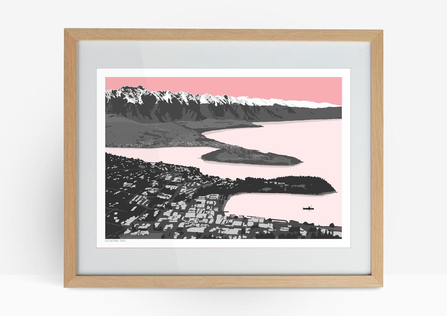 Queenstown View Art Print - Pink
