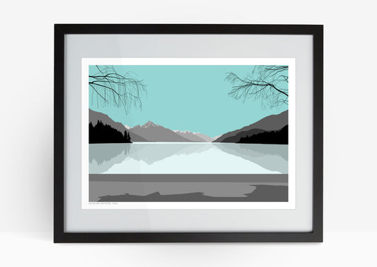 Queenstown Waterfront Art Print - Blue