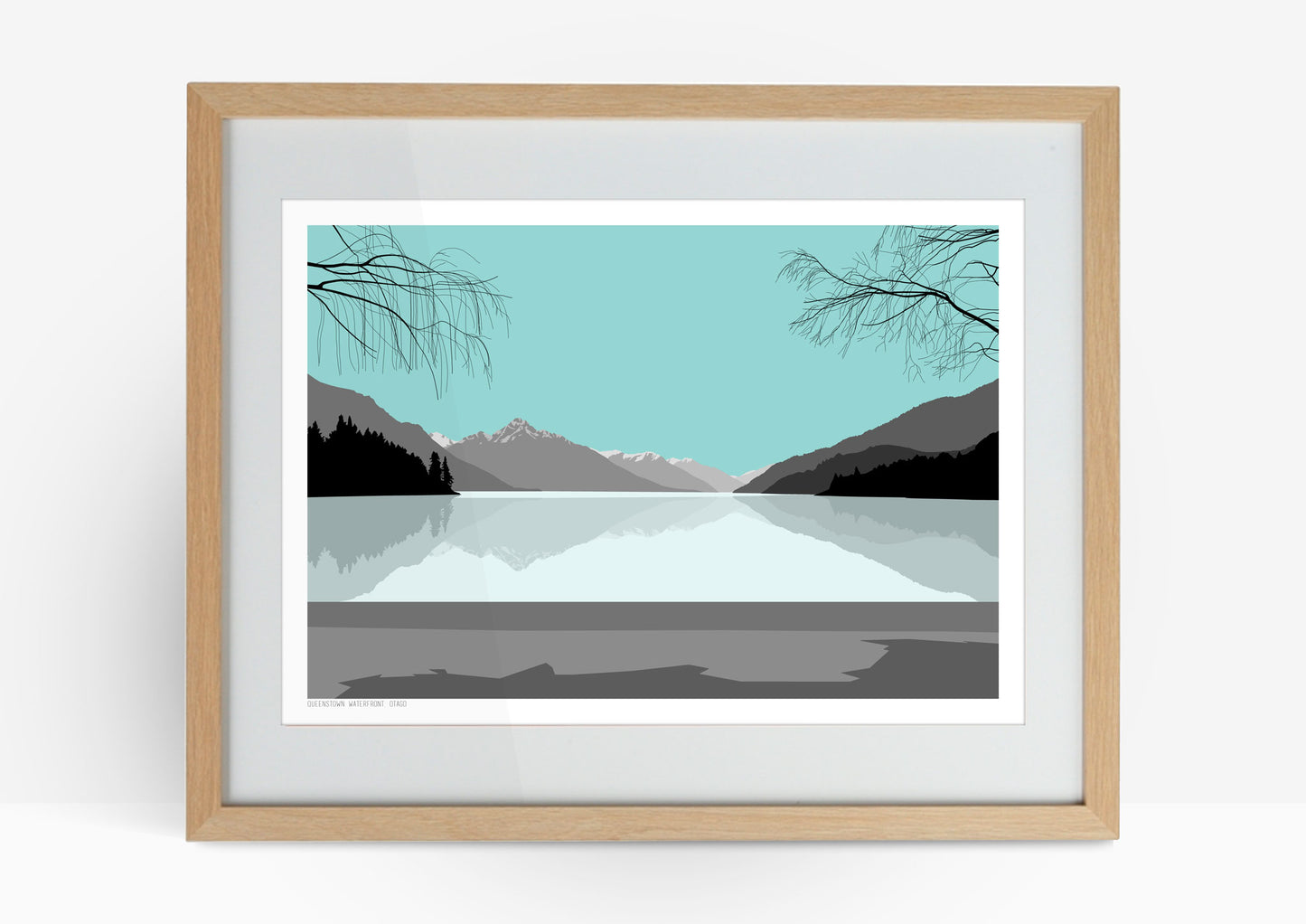 Queenstown Waterfront Art Print - Blue