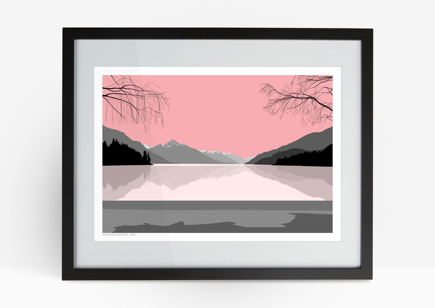 Queenstown Waterfront Art Print - Pink