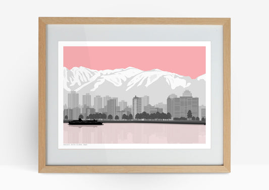 Vancouver City Art Print - Pink