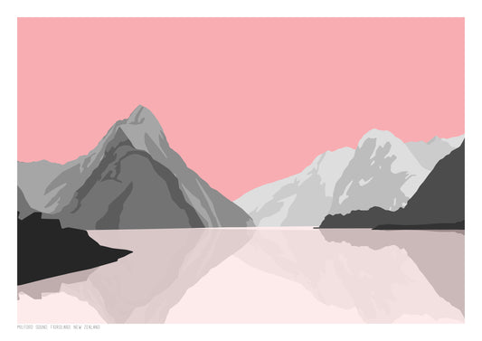 Milford Sound Art Print - Pink