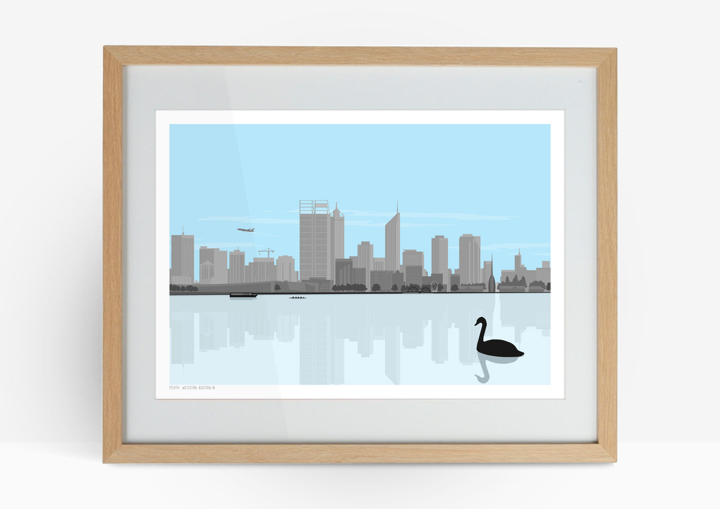 Perth City Art Print - Blue