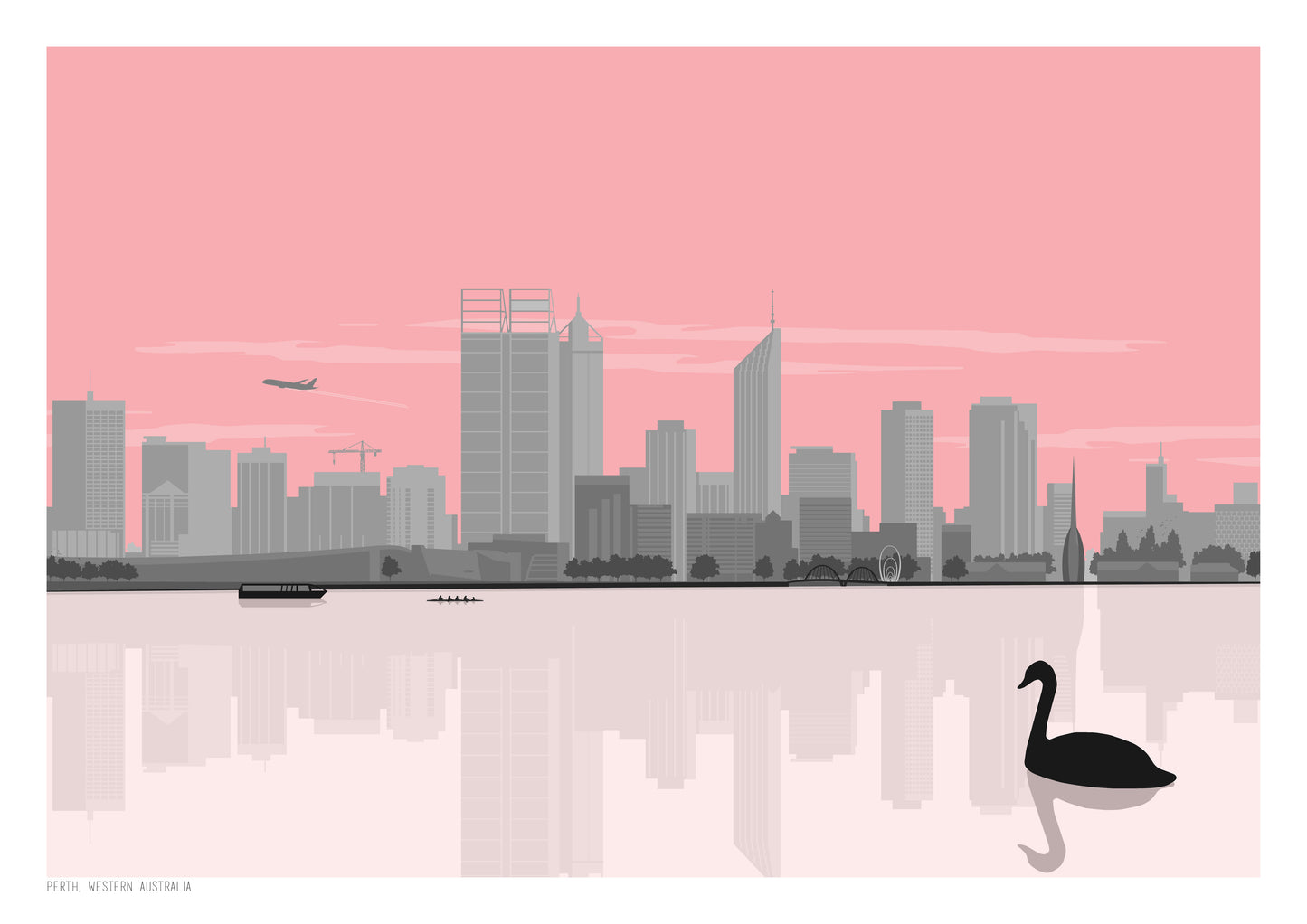 Perth City Art Print - Pink
