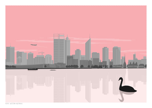 Perth City Art Print - Pink