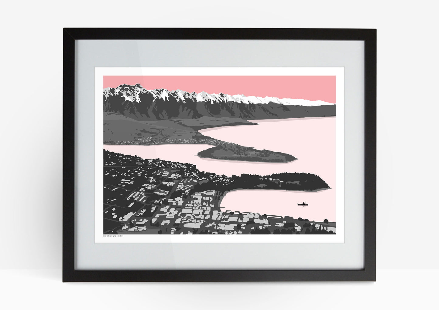 Queenstown View Art Print - Pink