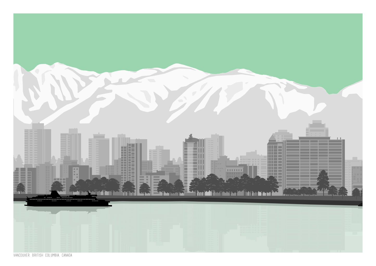 Vancouver City Art Print - Green