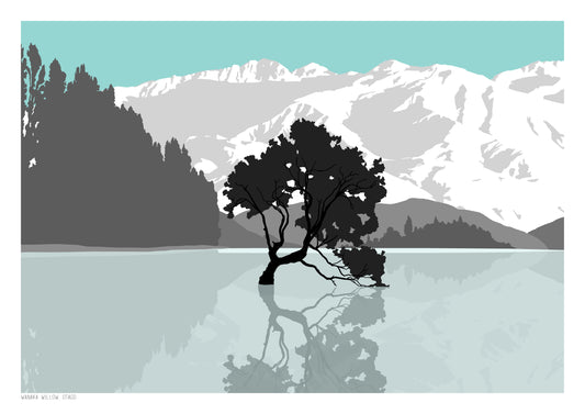 Wanaka Willow Art Print - Blue