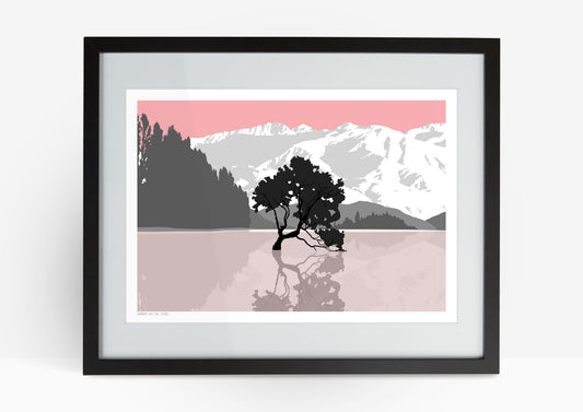 Wanaka Willow Art Print - Pink